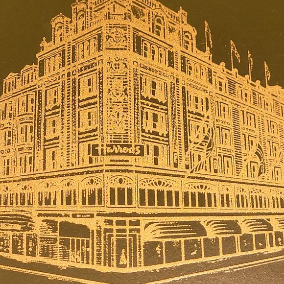 Vintage Harrods Luxury British Department Store Felt Back Gold Trim Coaster Set - Picture 3 of 7